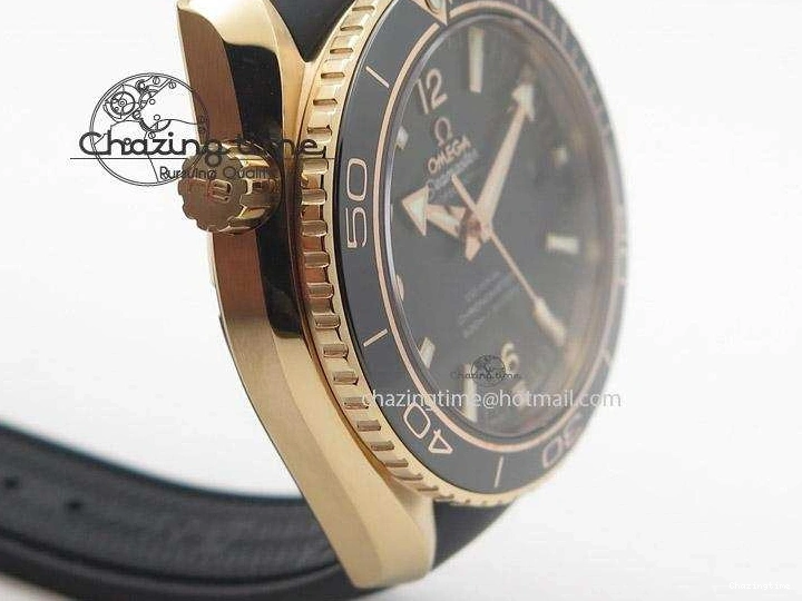 0301 Planet Ocean Professional Rose Gold Liquid Metal V6F 42mm On Black Rubber Strap A Vibrant 8266